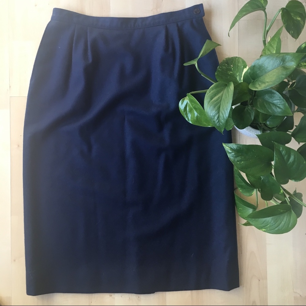 PENDLETON Vintage 80s wool pencil skirt navy 4/6/8